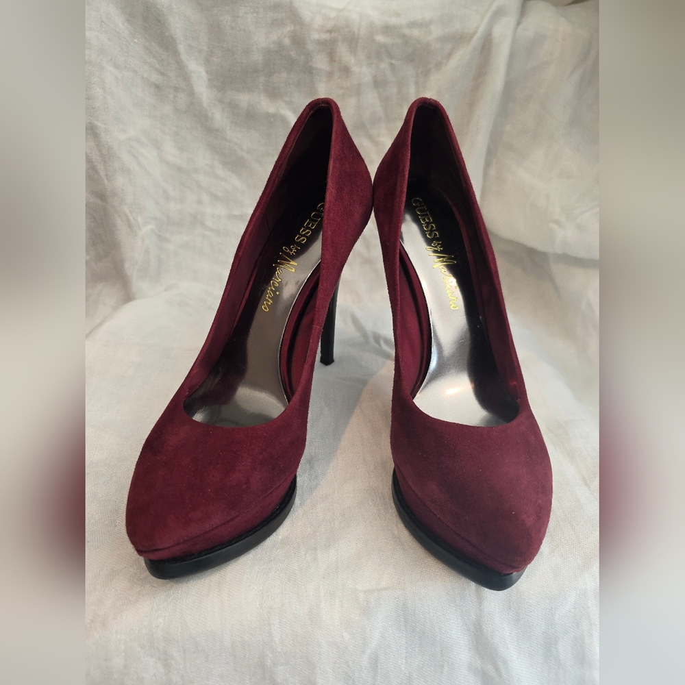 Guess by Marciano Burgundy Suede Heels